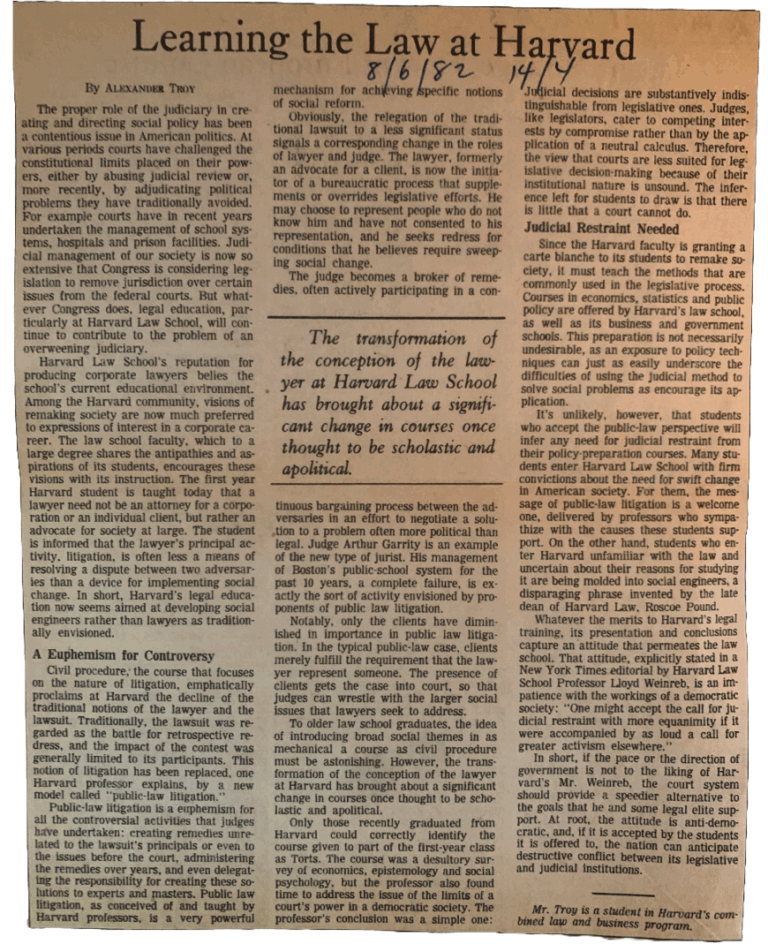 Harvard and the Birth of Lawfare — Minding The Campus